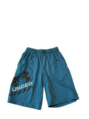 ◼️UNDER ARMOUR: Boy size M, aqua w/logo athletic shorts, barely worn◼️